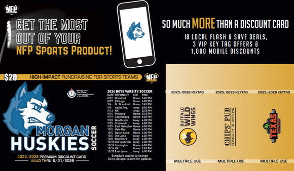 2025 Morgan Huskies Boys' Soccer Premium Discount Card
