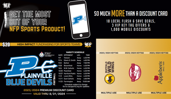 Plainville Blue Devils Football Premium Discount Card 2023