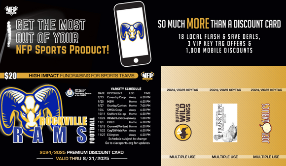 2024 Rockville Rams Football Premium Discount Card