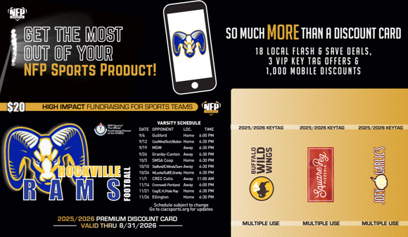 2025 Rockville Rams Football Premium Discount Card