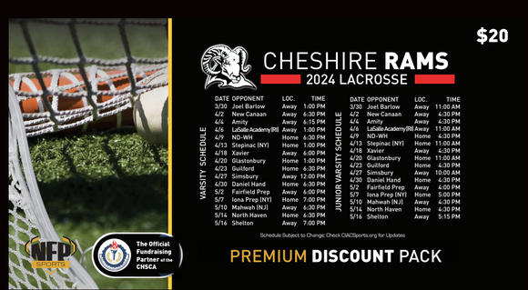 2024 Cheshire Rams Boys' Lacrosse Premium Discount Pack