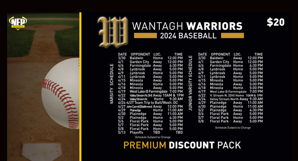 Wantagh Warriors Baseball Premium Discount Pack 2024