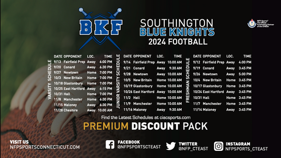 Southington Blue Knights Football Premium Discount Pack 2024