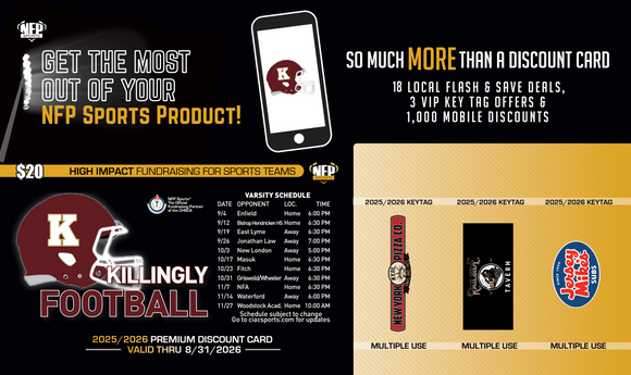 2025 Killingly Football Premium Discount Card