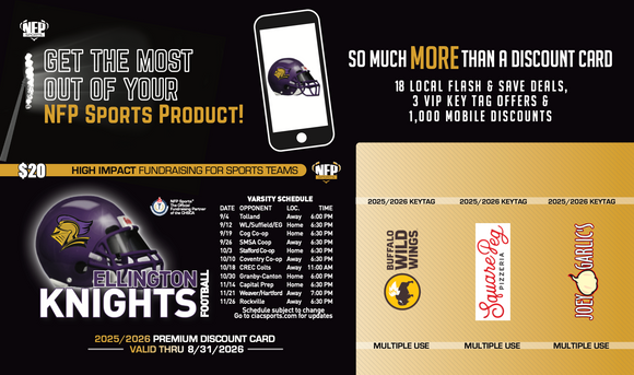 2025 Ellington Knights Football Premium Discount Card